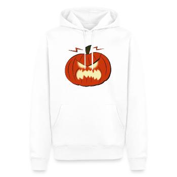Visage de citrouille aux yeux brillants Halloween - Sweat à capuche Premium bio Homme - blanc - Devant - Nico (187cm)