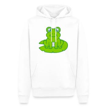 Grenouille assise nénuphar Seeblatt - Sweat à capuche Premium bio Homme - blanc - Devant - Nico (187cm)