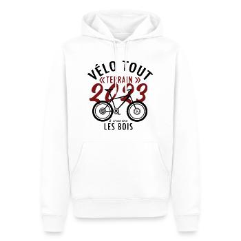 Vélo tout terrain à travers les bois - Sweat à capuche Premium bio Homme - blanc - Devant - Nico (187cm)
