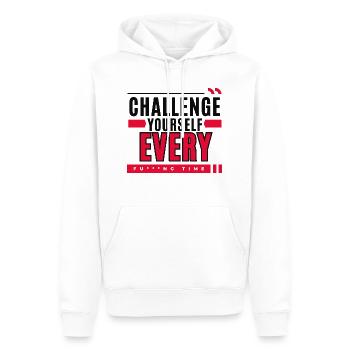 Challenge Yourself Every F***ng time - Men’s Premium Organic Hoodie - white - Front - Nico (187cm)
