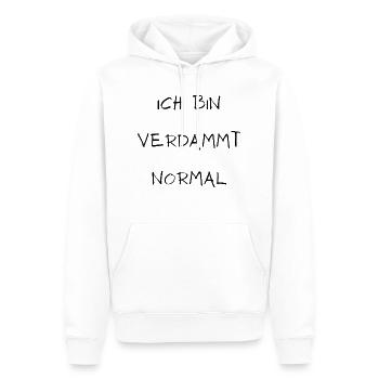 Ich bin verdammt normal - Männer Premium Bio Hoodie - Weiß - Vorne - Nico (187cm)