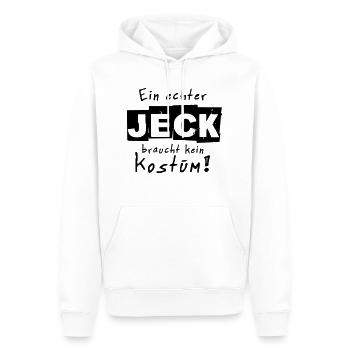 Ein echter Jeck braucht kein Kostüm Karneval - Männer Premium Bio Hoodie - Weiß - Vorne - Nico (187cm)