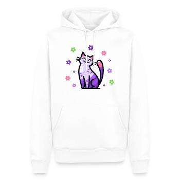 Chat heureux - Sweat à capuche Premium bio Homme - blanc - Devant - Nico (187cm)