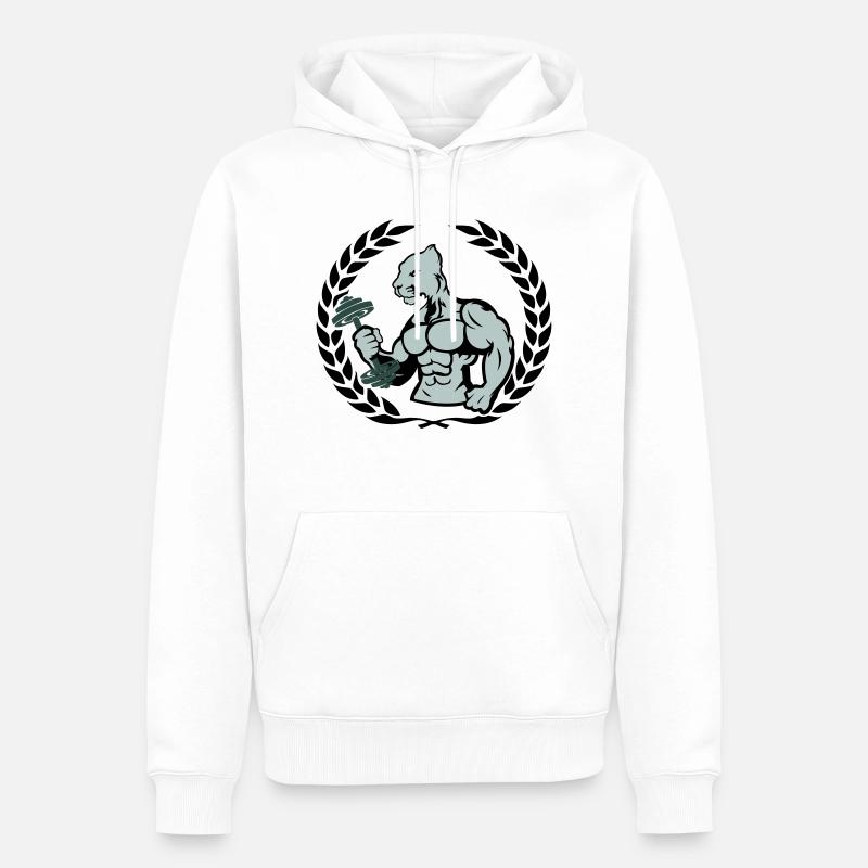 bodybuilder jaguar - Männer Premium Bio Hoodie - Weiß