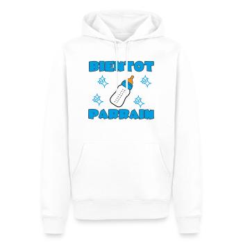 BIENTOT PARRAIN - Sweat à capuche Premium bio Homme - blanc - Devant - Nico (187cm)