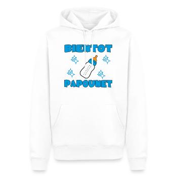 BIENTOT PAPOUNET - Sweat à capuche Premium bio Homme - blanc - Devant - Nico (187cm)
