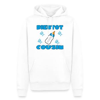 BIENTOT COUSIN - Sweat à capuche Premium bio Homme - blanc - Devant - Nico (187cm)