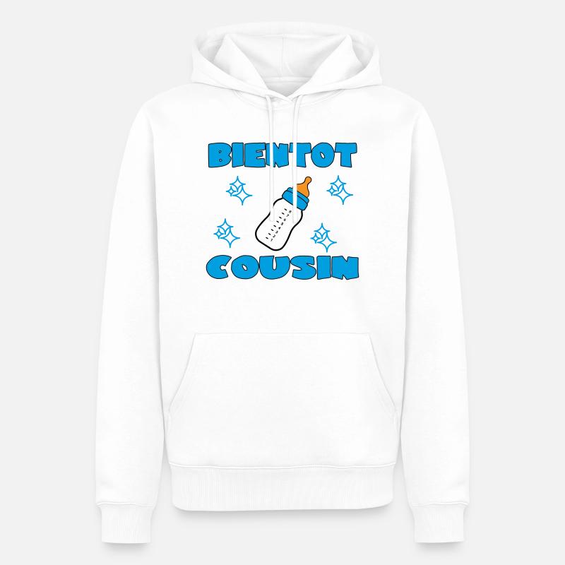 BIENTOT COUSIN - Sweat à capuche Premium bio Homme - blanc