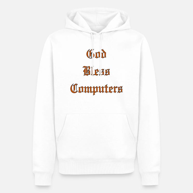 GodBlessComputers - Sweat à capuche Premium bio Homme - blanc