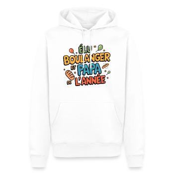 Elu boulanger et papa de l'année - Sweat à capuche Premium bio Homme - blanc - Devant - Nico (187cm)