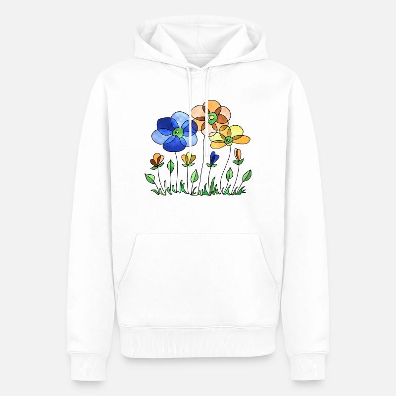 Fleur - Sweat à capuche Premium bio Homme - blanc