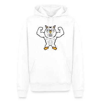 Eule Bodybuilder Muskeln Bizeps Posen Gym Rat Cool - Männer Premium Bio Hoodie - Weiß - Vorne - Nico (187cm)