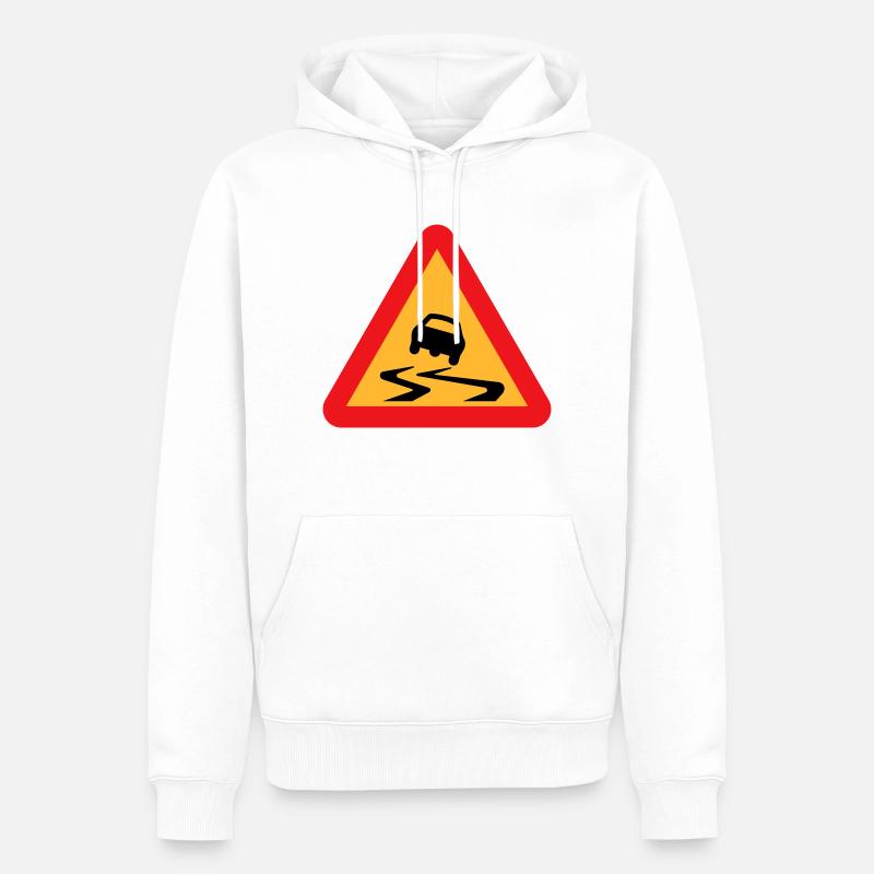 Rutsch-Auto-Warnschild - Männer Premium Bio Hoodie - Weiß
