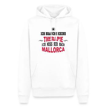 THERAPIE Mallorca SONNE - Männer Premium Bio Hoodie - Weiß - Vorne - Nico (187cm)