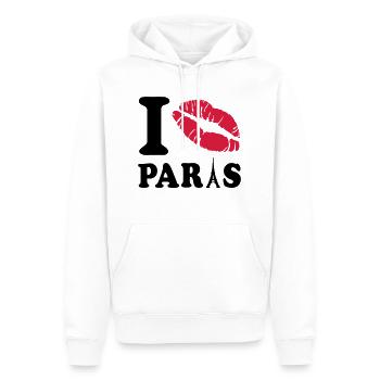 i love paris - Sweat à capuche Premium bio Homme - blanc - Devant - Nico (187cm)