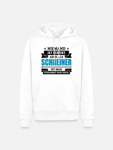 Funshirt Schreiner - Männer Premium Bio Hoodie - Weiß