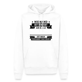Funshirt Dein Text - Männer Premium Bio Hoodie - Weiß - Vorne - Nico (187cm)