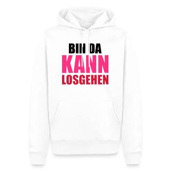 Bin da kann losgehen - Männer Premium Bio Hoodie - Weiß - Vorne - Nico (187cm)