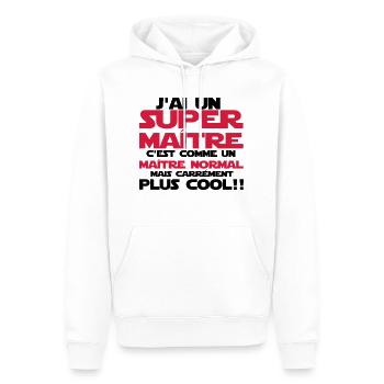j'ai un super maître - Sweat à capuche Premium bio Homme - blanc - Devant - Nico (187cm)
