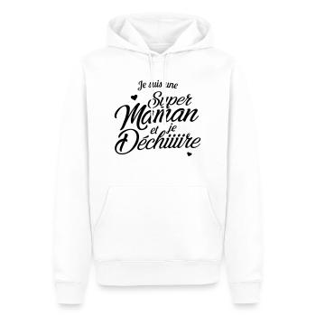 Je suis une super maman et je déchire - Sweat à capuche Premium bio Homme - blanc - Devant - Nico (187cm)