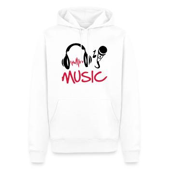music_27 - Sweat à capuche Premium bio Homme - blanc - Devant - Nico (187cm)