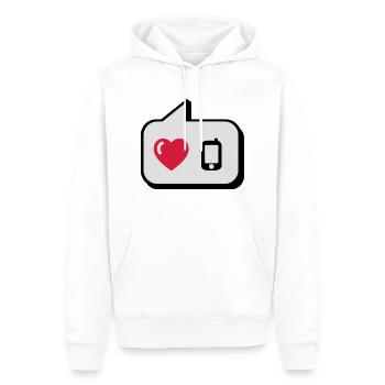 Sprechblase i love telefonieren - Männer Premium Bio Hoodie - Weiß - Vorne - Nico (187cm)