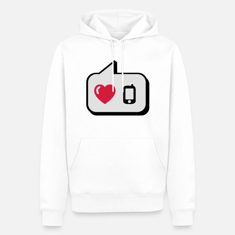 Ballon j'aime le téléphone - Sweat à capuche Premium bio Homme - blanc
