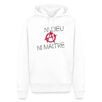 ni dieu ni maitre - Sweat à capuche Premium bio Homme - blanc - Devant - Nico (187cm)