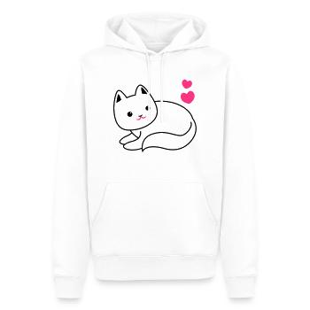 Kawaii CUTIE de chat avec des coeurs d'amour - Sweat à capuche Premium bio Homme - blanc - Devant - Nico (187cm)