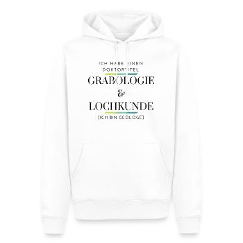 Doktortitel Geologie Lustiger Spruch - Männer Premium Bio Hoodie - Weiß - Vorne - Nico (187cm)
