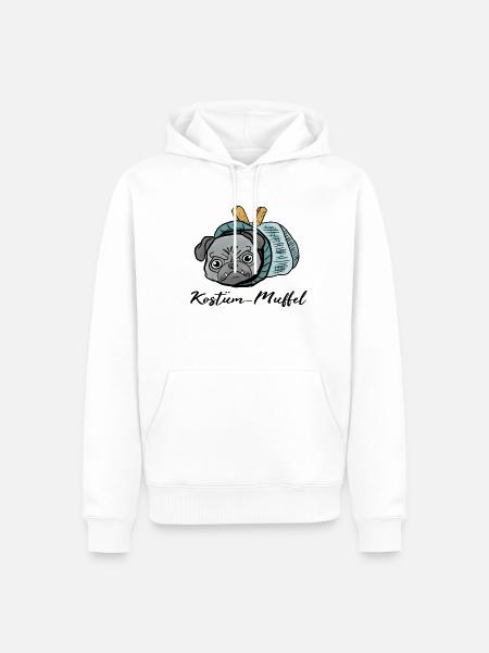Mops beim Fasching! Geschenk Rollmops - Männer Premium Bio Hoodie - Weiß