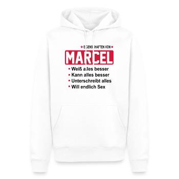 marcel - Männer Premium Bio Hoodie - Weiß - Vorne - Nico (187cm)