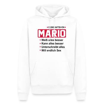 mario - Männer Premium Bio Hoodie - Weiß - Vorne - Nico (187cm)