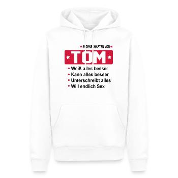 tom - Männer Premium Bio Hoodie - Weiß - Vorne - Nico (187cm)