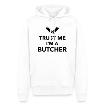 Trust me I'm a Butcher - Sweat à capuche Premium bio Homme - blanc - Devant - Nico (187cm)