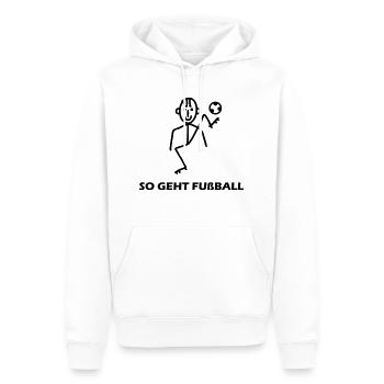 So geht Fußball - Männer Premium Bio Hoodie - Weiß - Vorne - Nico (187cm)