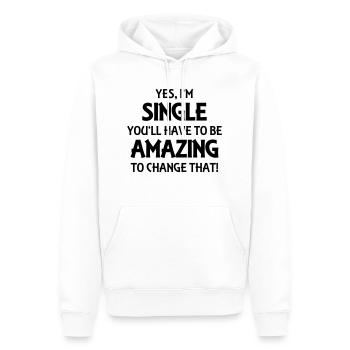 Yes, I'm single - Sweat à capuche Premium bio Homme - blanc - Devant - Nico (187cm)