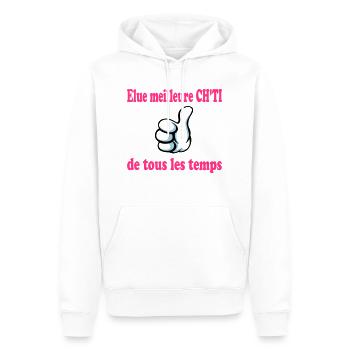 Elue meilleure ch'ti de tous les temps - Sweat à capuche Premium bio Homme - blanc - Devant - Nico (187cm)