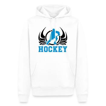hockey design 001 - Männer Premium Bio Hoodie - Weiß - Vorne - Nico (187cm)