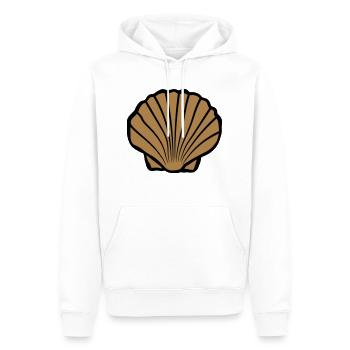 Braune Muschel Logo - Männer Premium Bio Hoodie - Weiß - Vorne - Nico (187cm)