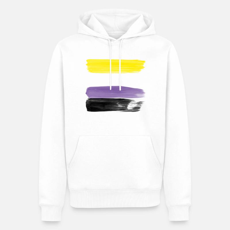 Non-Binary Pride Strokes - Männer Premium Bio Hoodie - Weiß
