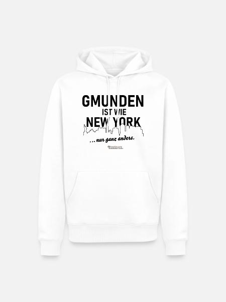 Gmunden ist wie New York - Männer Premium Bio Hoodie - Weiß