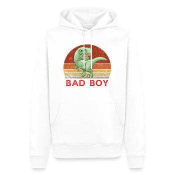 T rex Dino Bad Boy Mauvais Garçon enfant humour - Sweat à capuche Premium bio Homme - blanc - Devant - Nico (187cm)