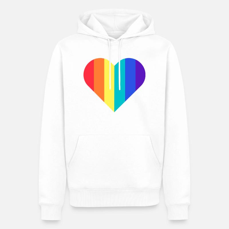 PRIDE Herz Regenbogen - Männer Premium Bio Hoodie - Weiß