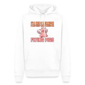 On m’a dit qu’il y aurait des cochons volants 1 - Sweat à capuche Premium bio Homme - blanc - Devant - Nico (187cm)