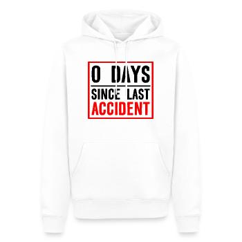 0 jours depuis le dernier accident 2 - Sweat à capuche Premium bio Homme - blanc - Devant - Nico (187cm)