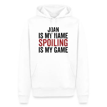 Joan est mon nom Spoiling est mon jeu - Sweat à capuche Premium bio Homme - blanc - Devant - Nico (187cm)