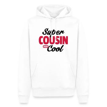 super cousin cool / cadeau humour cousin - Sweat à capuche Premium bio Homme - blanc - Devant - Nico (187cm)