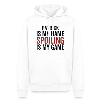 Patrick is My Name Spoiling is My Game - Men’s Premium Organic Hoodie - white - Front - Nico (187cm)