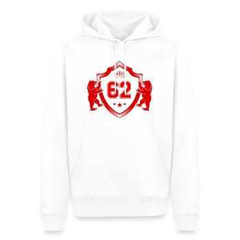 62 Nombre d’armoiries - Sweat à capuche Premium bio Homme - blanc - Devant - Nico (187cm)